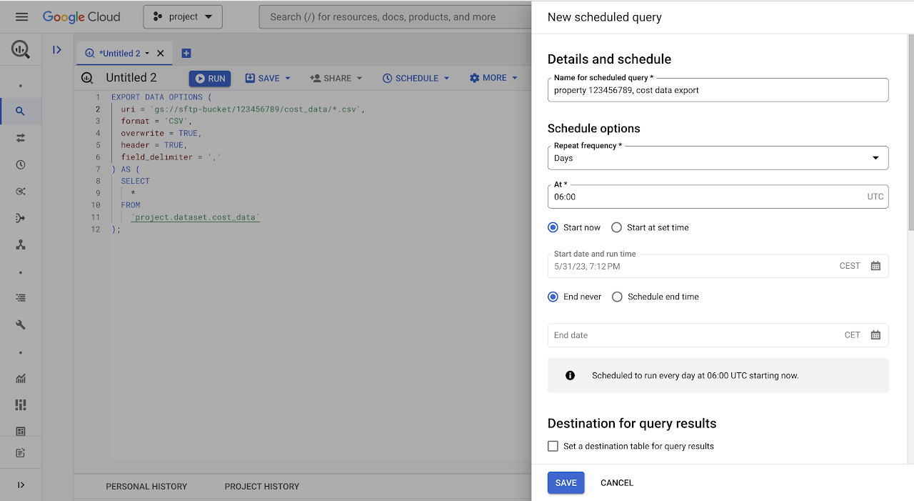 Scheduled queries